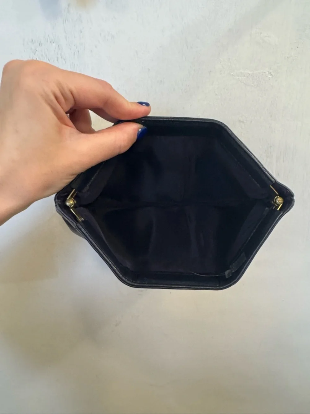 Vintage Black Leather Fold-Over Clutch - Picture 3 of 3